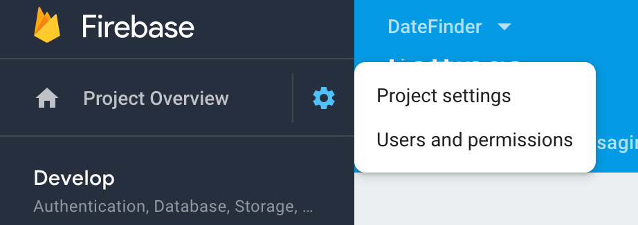 Firebase project settings